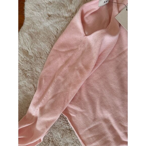 NWT Alsemi Soft Pink Cotton Rolled Hem Relaxed Fit Sweater Size S - Picture 10 of 12